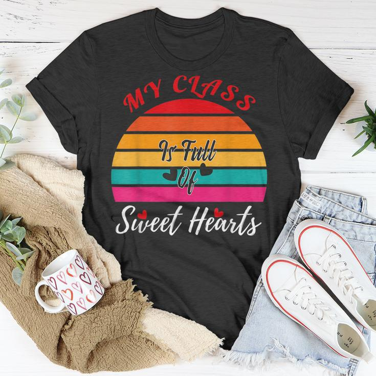 Valentines Day My Class Full Of Sweethearts Teacher Retro T-Shirt Funny Gifts