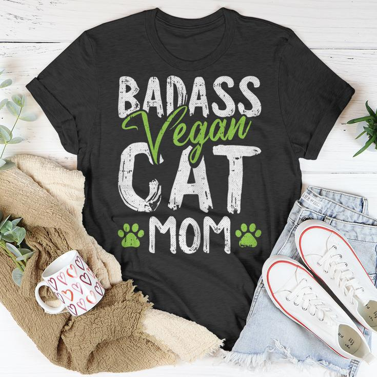 Vegan Cat Mom Mothersday Badass Mama Paw Print Kitten Lover Gift For Womens Unisex T-Shirt Unique Gifts