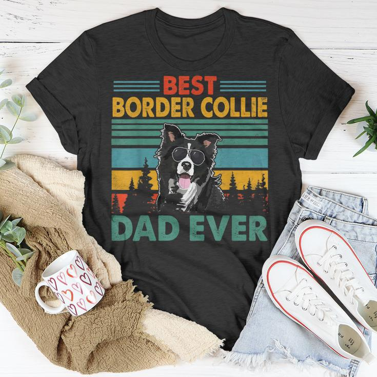 Vintag Retro Best Border Collie Dad Happy Fathers Day Unisex T-Shirt Unique Gifts