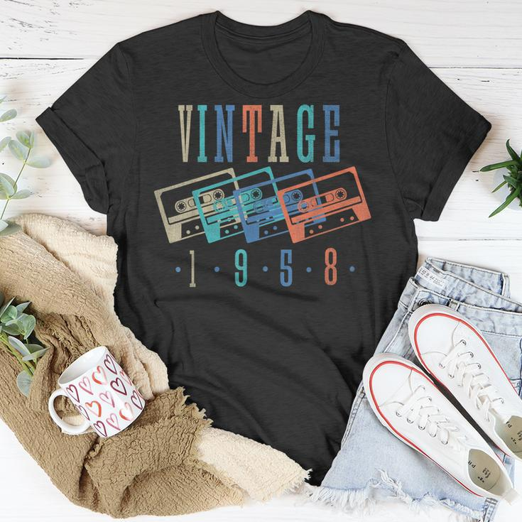 Vintage 1958 Cassette Tape 1958 Birthday Gifts 65 Year Old Unisex T-Shirt Unique Gifts