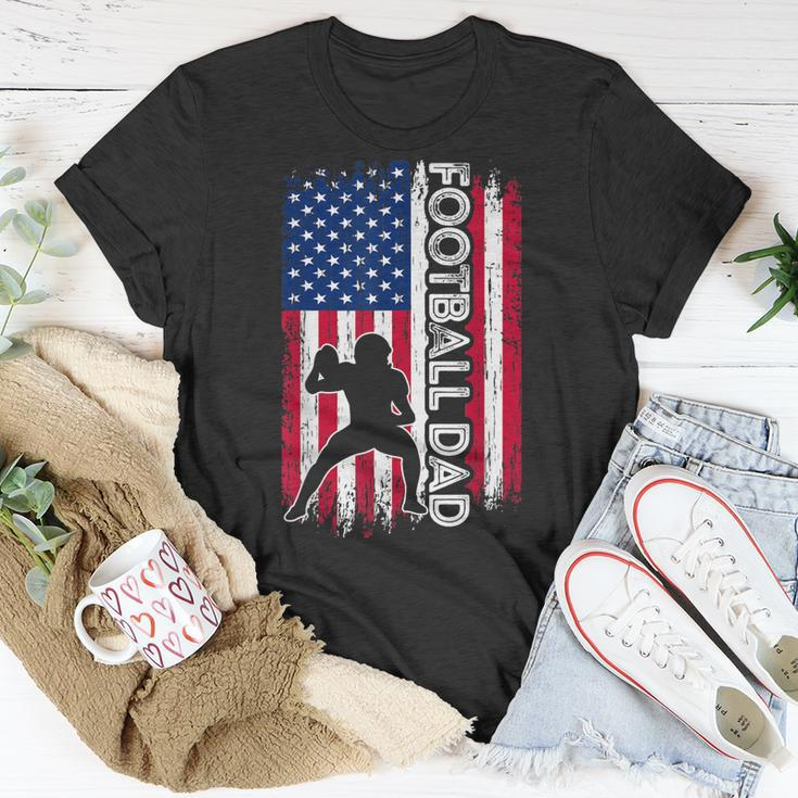 Vintage American Flag Football Dad Daddy Men T-Shirt Funny Gifts
