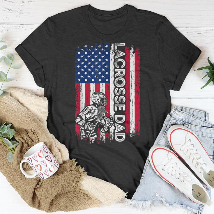 Vintage American Flag Lacrosse Dad Daddy Men T-Shirt Funny Gifts