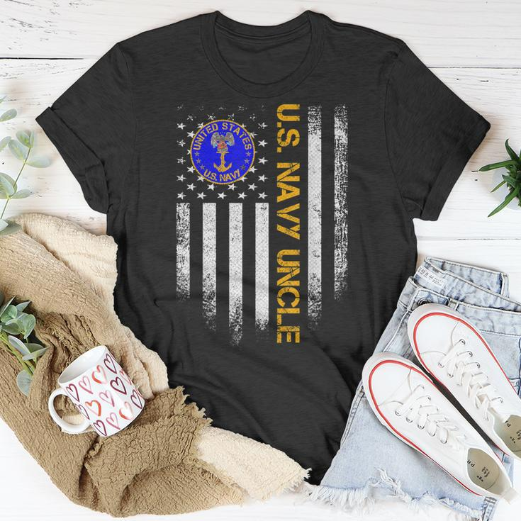 Vintage American Flag Proud Us Navy Uncle Veteran Military Unisex T-Shirt Unique Gifts