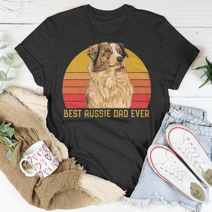 Vintage Best Aussie Dad Ever Papa Australian Shepherd Dog V2 Unisex T-Shirt Funny Gifts