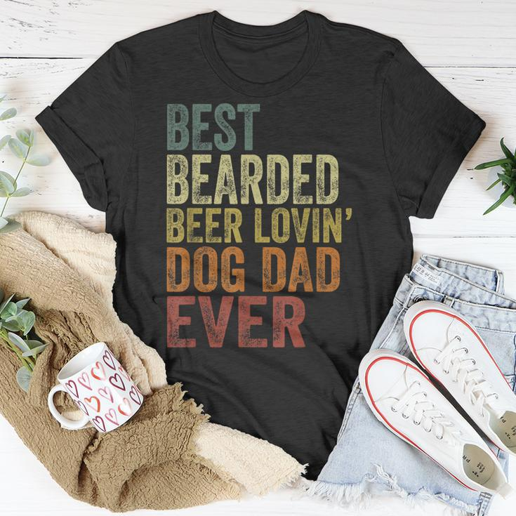 Mens Vintage Best Bearded Beer Lovin Dog Dad Pet Lover Owner T-Shirt Funny Gifts