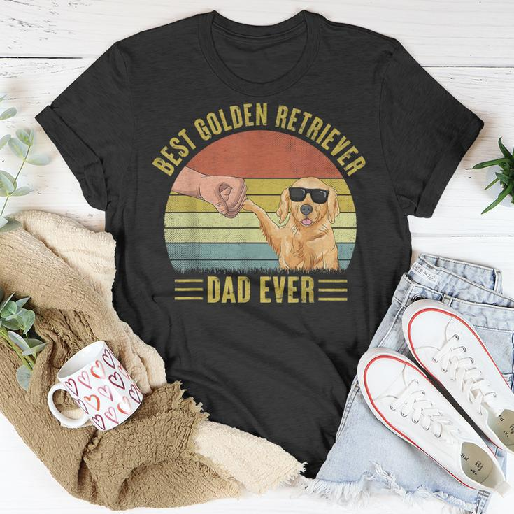 Mens Vintage Best Golden Retriever Dad Ever Fist Bump Dog Lover T-Shirt Funny Gifts