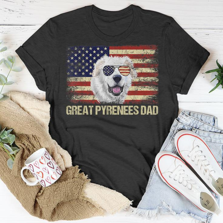 Vintage Great Pyrenees Dad American Flag Usa 4Th Of July T-Shirt Funny Gifts