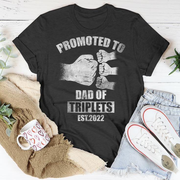 Mens Vintage Promoted To Dad Of Triplets Est 2022 T-Shirt Funny Gifts