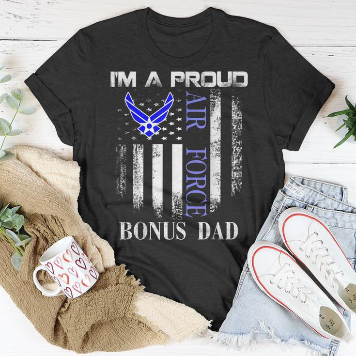 Vintage Im A Proud Air Force Bonus Dad With American Flag T-Shirt Funny Gifts