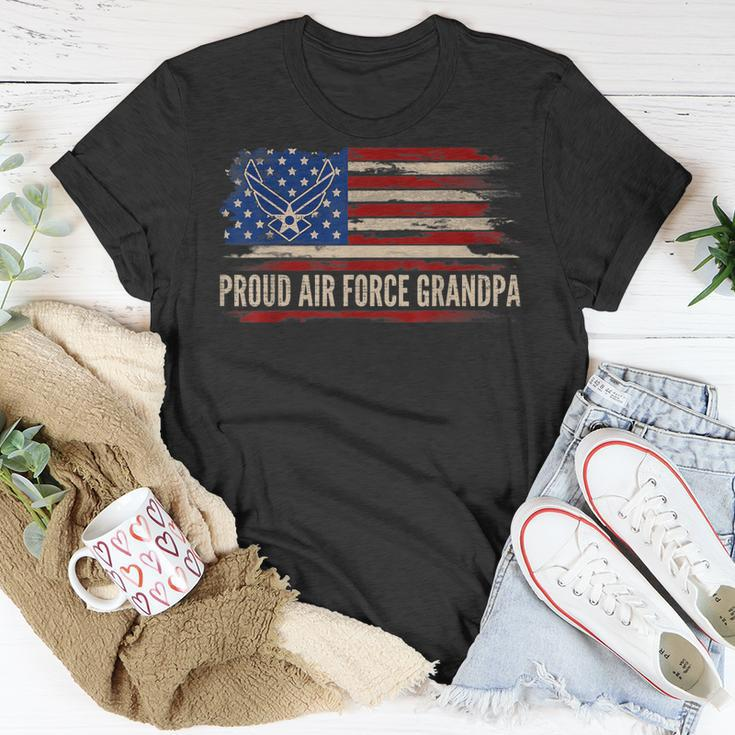 Vintage Proud Air Force Grandpa American Flag Veteran T-Shirt Funny Gifts