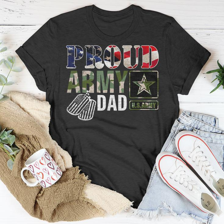 Vintage Proud Army Dad Camo With American Flag T-Shirt Funny Gifts