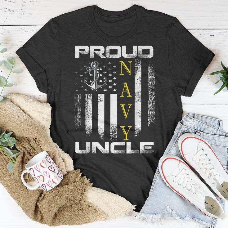 Vintage Proud Navy Uncle With American Flag Gift Unisex T-Shirt Unique Gifts