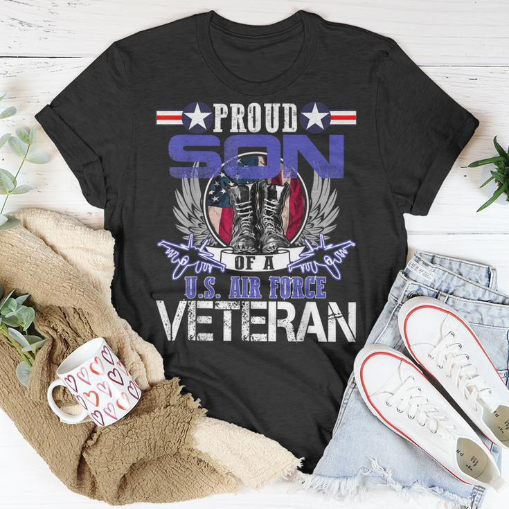 Vintage Proud Son Of A US Air Force Veteran Mom Dad T-Shirt Funny Gifts