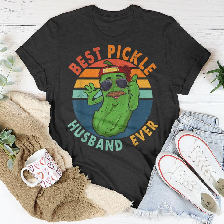 Vintage Retro Best Pickle Husband Ever Funny Pickle Mustache Unisex T-Shirt Funny Gifts