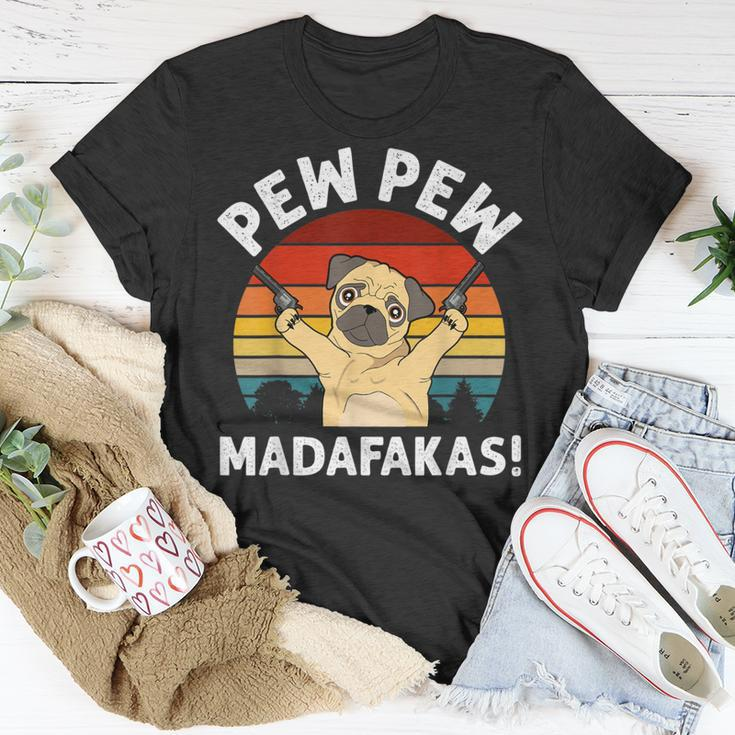 Vintage Retro Pug Pew Pew Madafakas Pug Pew Pew T-Shirt Funny Gifts
