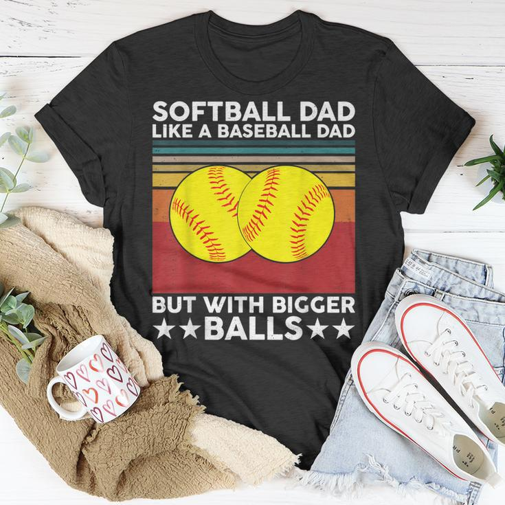 Vintage Softball Dad Like A Baseball Dad Us Flag Fathers Day Unisex T-Shirt Unique Gifts