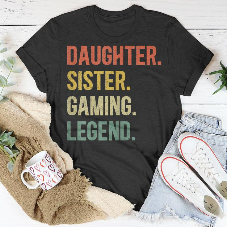 Vintage Tochter Schwester Gaming Legend T-Shirt, Retro Gamer Girl Design Lustige Geschenke