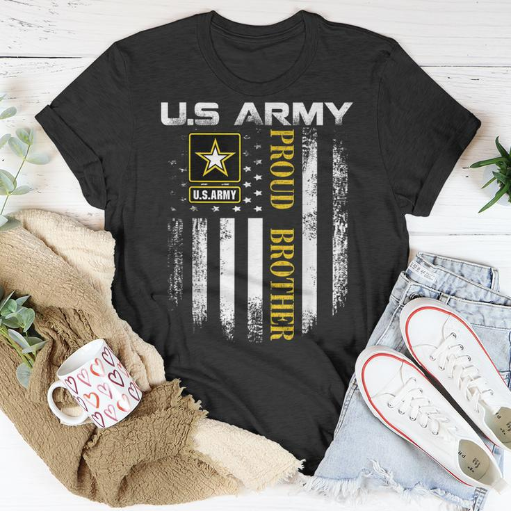 Vintage US Army Proud Brother With American Flag T-Shirt Funny Gifts