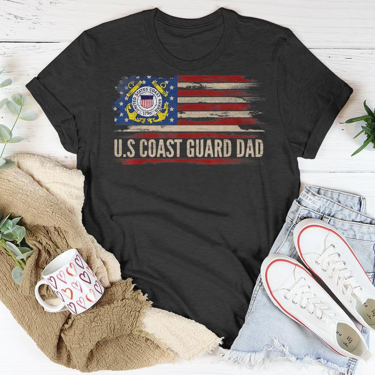 Vintage US Coast Guard Dad American Flag Veteran T-Shirt Funny Gifts