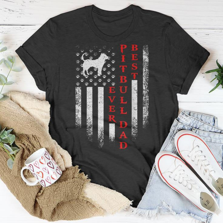 Vintage Usa American Flag Best Pit Bull Pitbull Dog Dad Ever Gift For Mens Unisex T-Shirt Unique Gifts