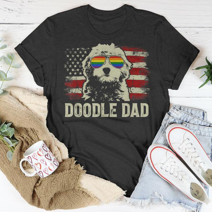 Vintage Usa American Flag Doodle Dad Lgbt Gay Pride T-Shirt Funny Gifts