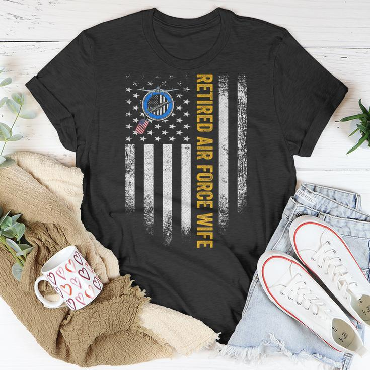 Vintage Usa American Flag Retired Us Air Force Veteran Wife T-shirt Funny Gifts