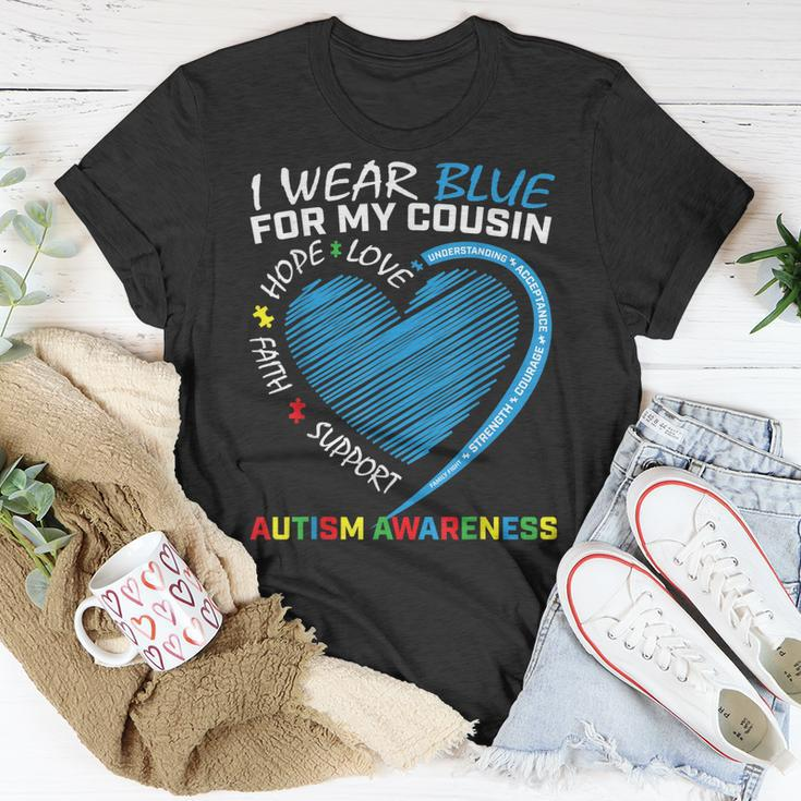 I Wear Blue For My Cousin Autism Awareness Puzzle Heart Kids T-Shirt Funny Gifts