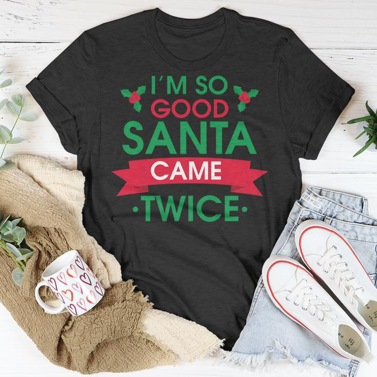 Weihnachtsmann Kam Zweimal T-Shirt, Lustige Weihnachtswitze für Erwachsene Lustige Geschenke