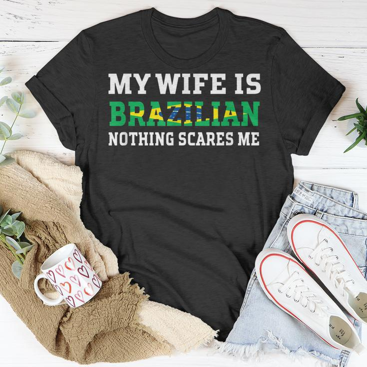 My Wife Is Brazilian Nothing Scares Me Husband T-shirt Funny Gifts