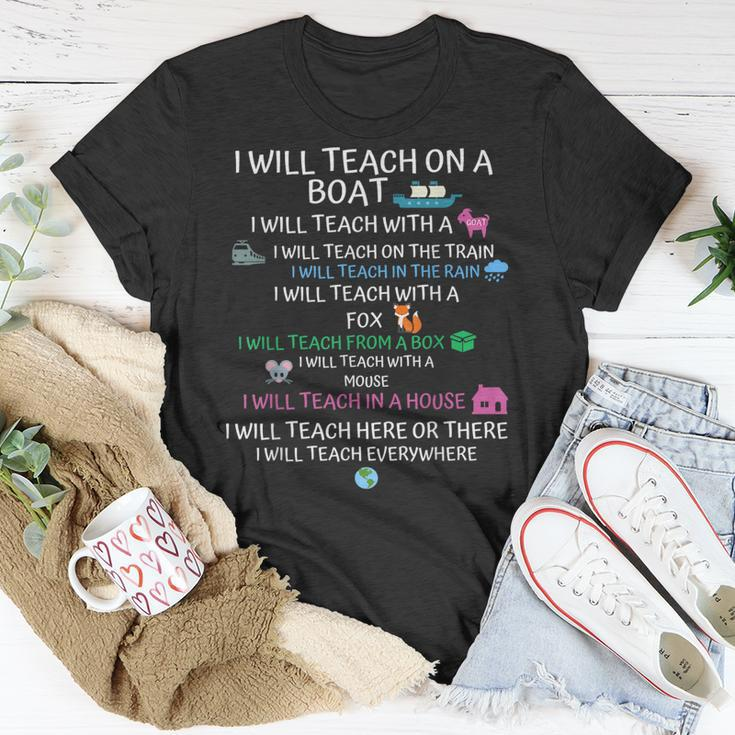 I Will Teach On A Boat A Goat I Will Teach Everywhere T-Shirt Funny Gifts