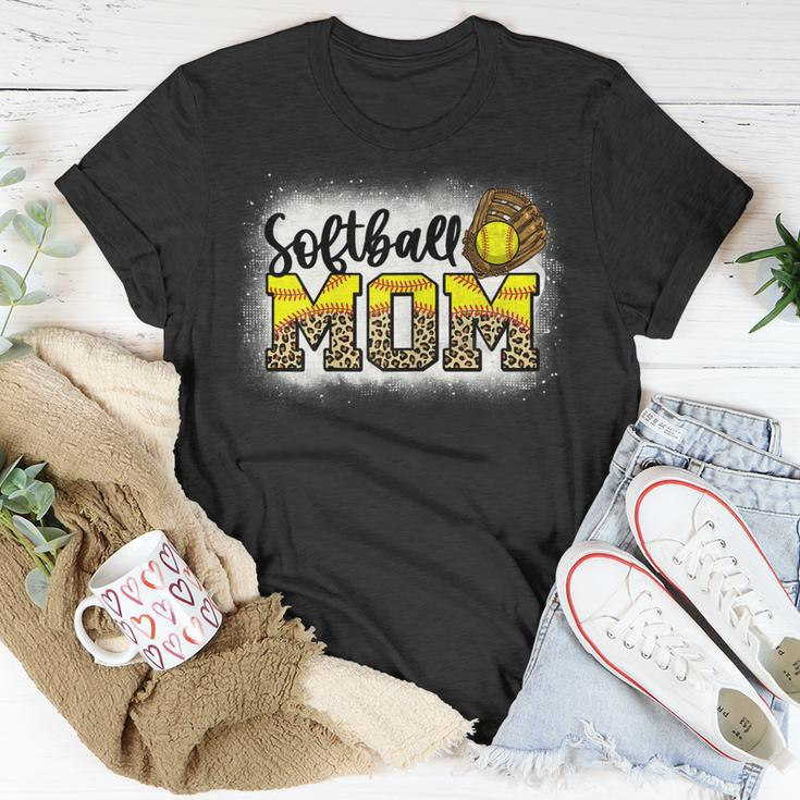 Womens Leopard Softball Mom Softball Game Day Vibes Mothers Day Unisex T-Shirt Unique Gifts