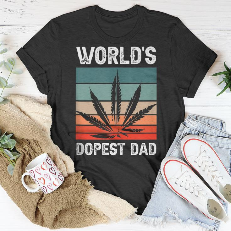 Worlds Dopest Dad Marijuana Cannabis Weed Vintage T-Shirt Funny Gifts