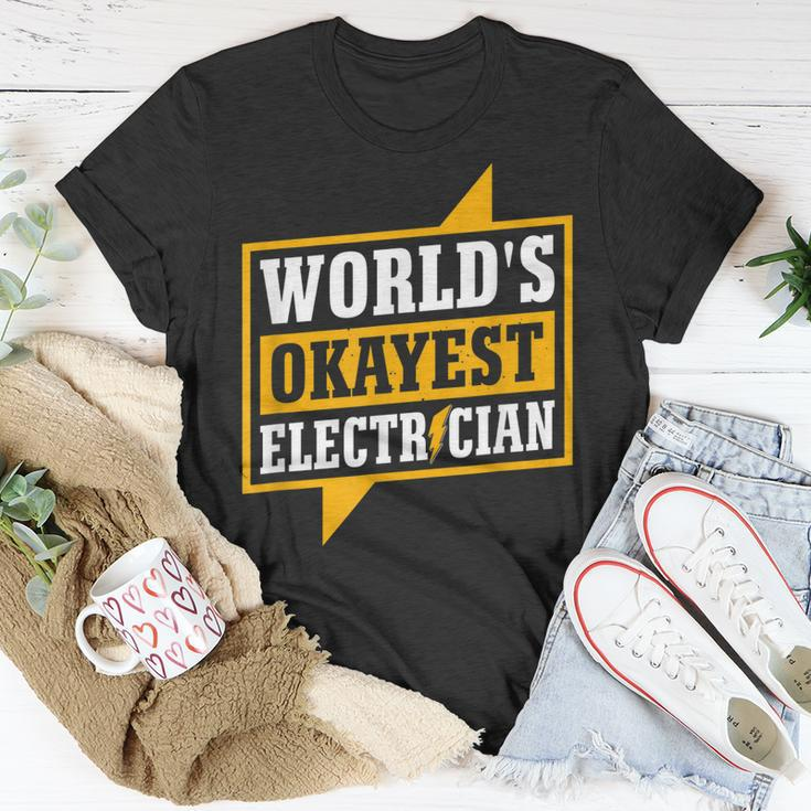 Mens Worlds Okayest Electritian Husband Dad Men T-Shirt Funny Gifts