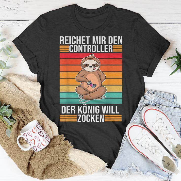 Zocken Reichet Mir Den Controller König Konsole Gamer V3 T-Shirt Lustige Geschenke