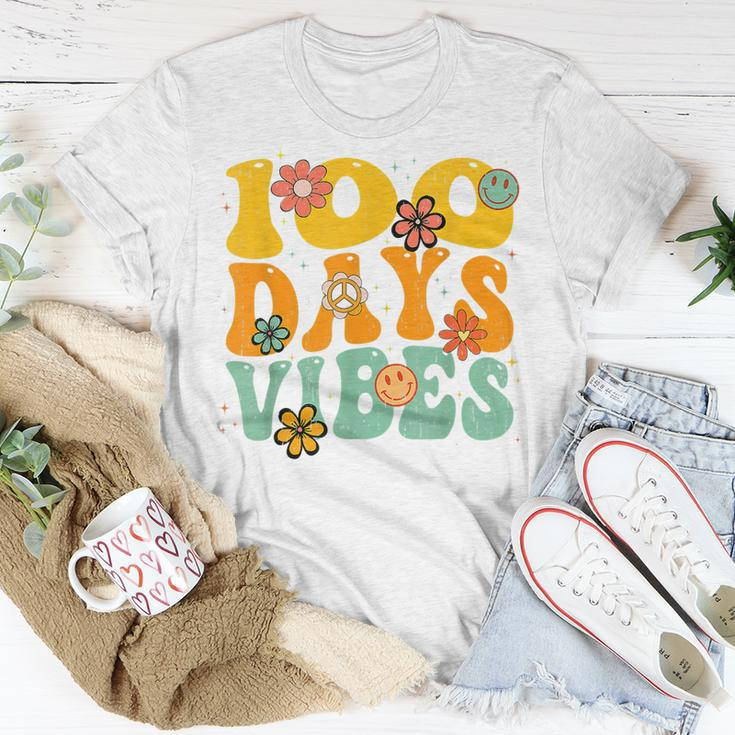 100 Days Of School Vibes 100Th Day Of School Retro GroovyT-shirt Funny Gifts