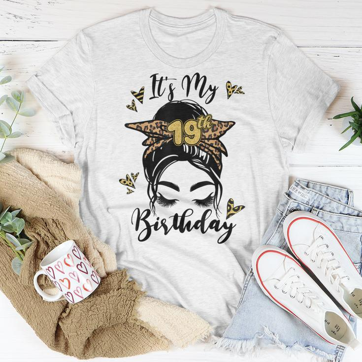 19Th Birthday Decorations Girl Messy Bun 19 Years Old Bday Unisex T-Shirt Unique Gifts
