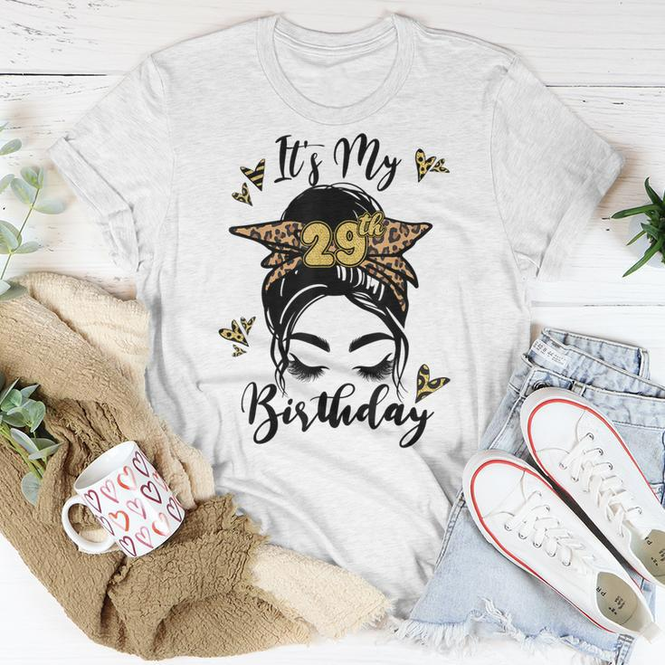 29Th Birthday Decorations Girl Messy Bun 29 Years Old Bday Unisex T-Shirt Unique Gifts
