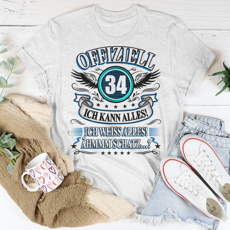 34 Geburtstag Lustig Offiziell 34 Ich Kann AllesSchatz T-Shirt Lustige Geschenke