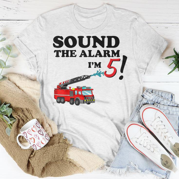 Birthday 5 Year Old Fire Fighter Truck 5Th Bday T-Shirt Funny Gifts