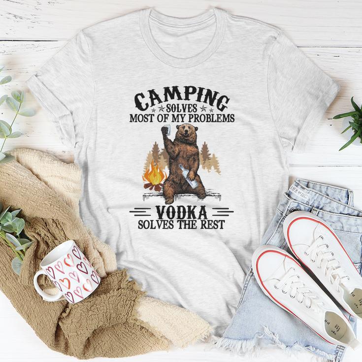 Camping und Vodka Bären-Lagerfeuer T-Shirt, Lustiger Spruch Tee Lustige Geschenke