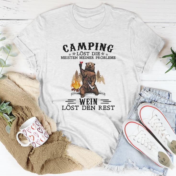 Camping und Wein T-Shirt - Camping löst Probleme, Wein den Rest Lustige Geschenke