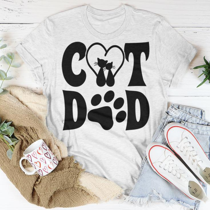 Cat Dad Heart Personalized Cat Dad Unisex T-Shirt Unique Gifts