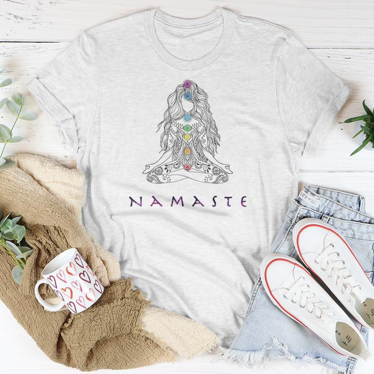 Chakra Meditation Herren T-Shirt mit Namaste-Schriftzug, Spirituelles Design Lustige Geschenke