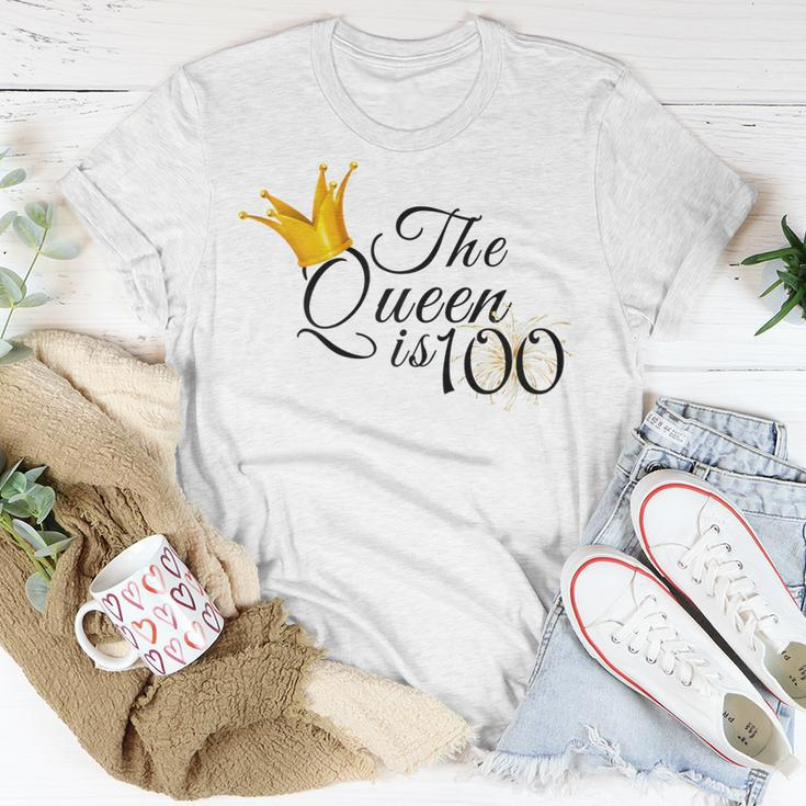 Damen 100. Geburtstag T-Shirt - The Queen Is 100 Design für Oma & Mama Lustige Geschenke