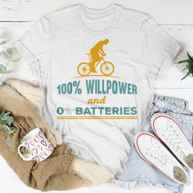 E-Bike Mountainbike 100 Willpower Und 0 Akkus Radfahrer T-Shirt Lustige Geschenke