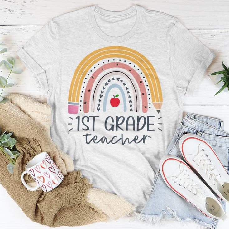 First Grade Teacher Boho Rainbow 1St Grade Teacher Womens Unisex T-Shirt Unique Gifts