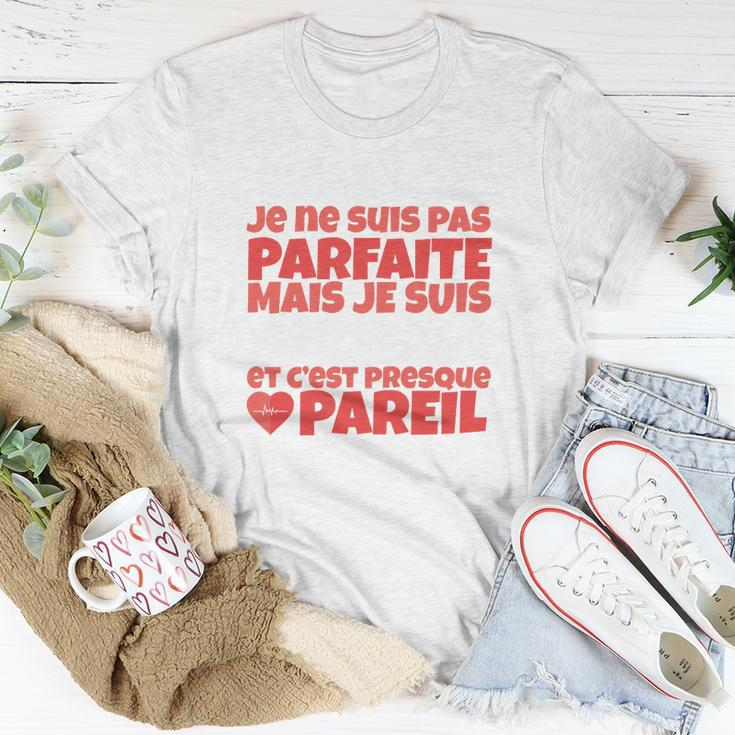Französisches Slogan-T-Shirt Je ne suis pas parfaite in Weiß, Stilvoll & Einzigartig Lustige Geschenke