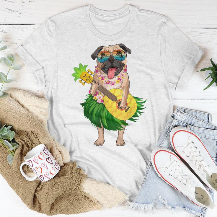 Funny Hawaiian Pug Dog Pineapple Ukulele Summer Vacation Unisex T Shirt Mazezy