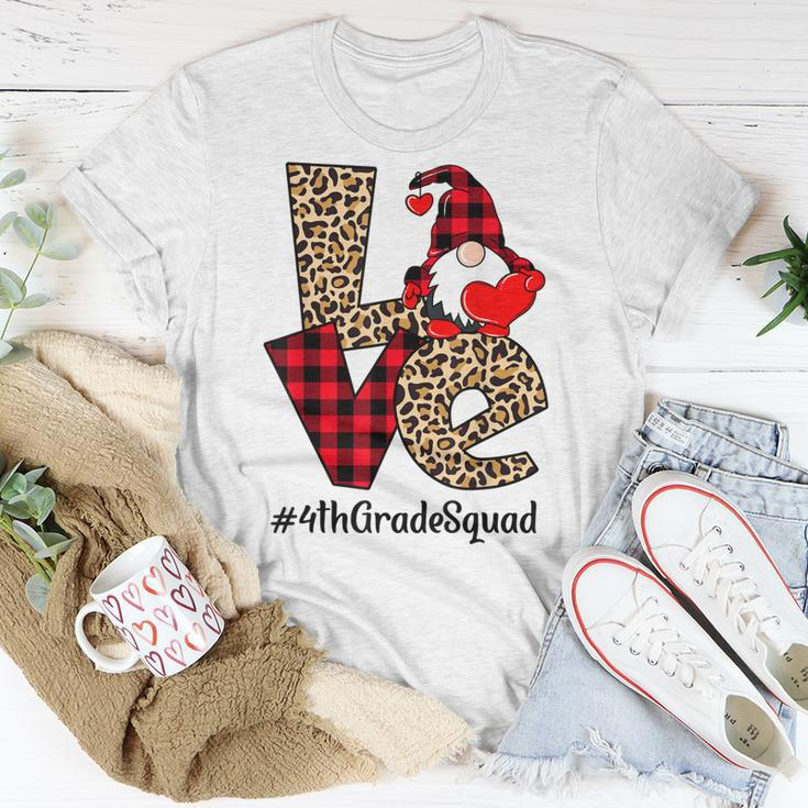 Gnomes Heart Love Red Plaid Leopard 4Th Grade Squad Gift Unisex T-Shirt Unique Gifts