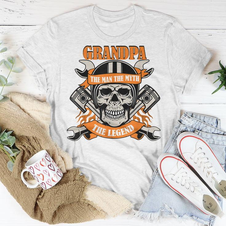 Grandpa The Man The Myth The Legend Funny Biker Grandpa Gift Gift For Mens Unisex T-Shirt Unique Gifts